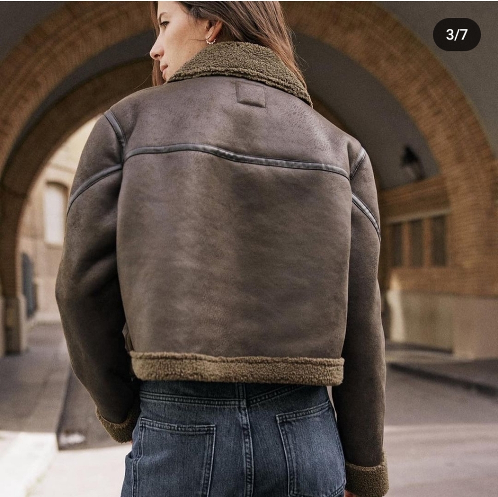 Zara NWT shearling jacket XS - Picture 5 of 11
